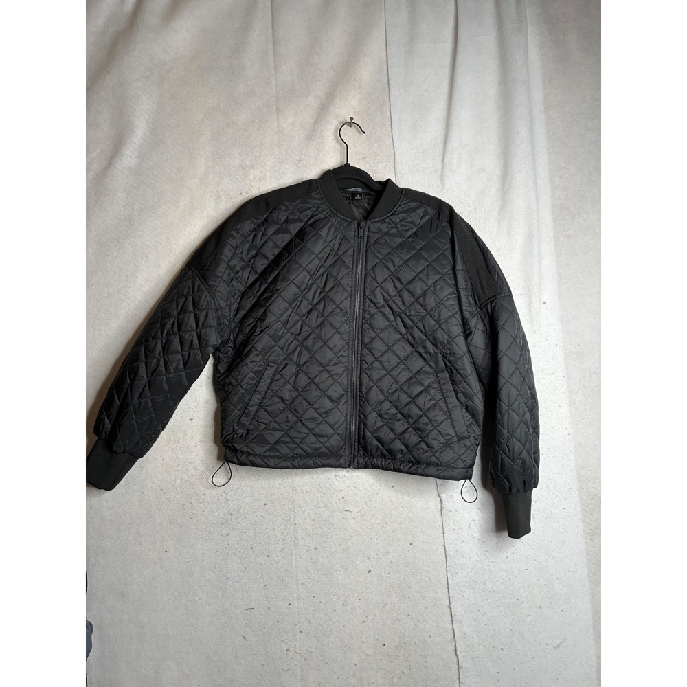 Mercer + Mettle Black Quilted Bomber Jacket MM7201 Small Full Zip Toggle Hem